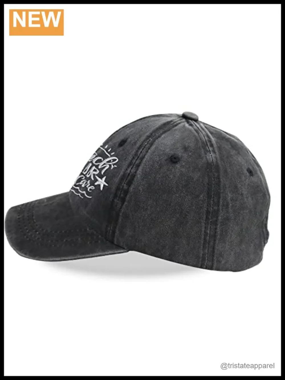 Washed Cotton Adjustable Embroidered Baseball Cap Sun Hat Beach